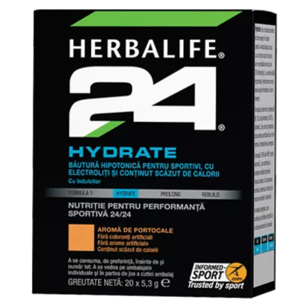 Herbalife H24 Hydrate Băutură cu Electroliți Portocale 20 Pliculețe