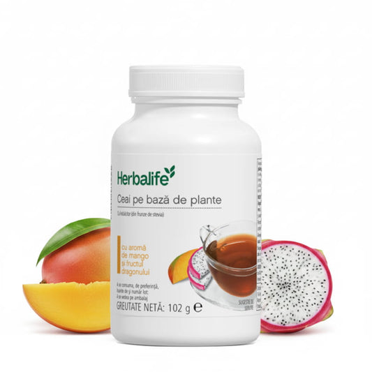 Ceai instant pe baza de plante cu aromă de mango şi fructul dragonului 102 g.