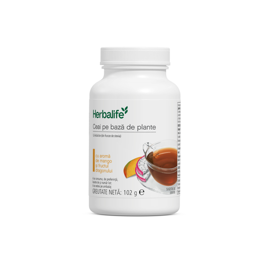 Ceai instant pe baza de plante cu aromă de mango şi fructul dragonului 102 g.