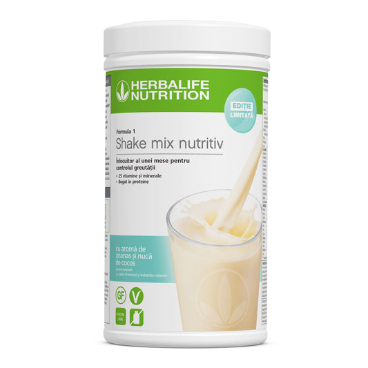 Formula 1 Shake mix nutritiv Ananas și Nuca de Cocos 550 g - Editie limitata